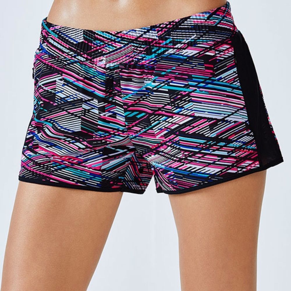 Fabletics Fallon Compression Lined Athletic Shorts Digital Print Size XL 14 - 16